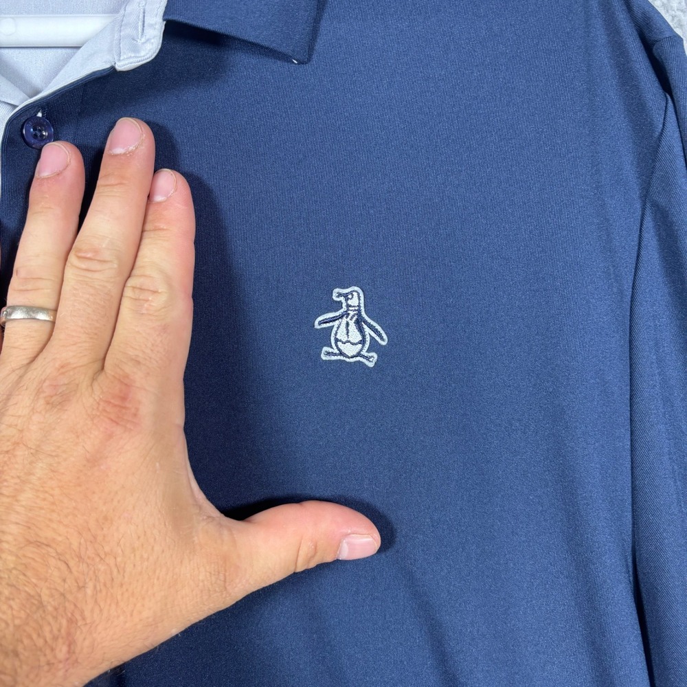 Original Penguin Polo Shirt Mens XL Navy Blue Short Sleeve Embroidered Logo Golf - Picture 2 of 7